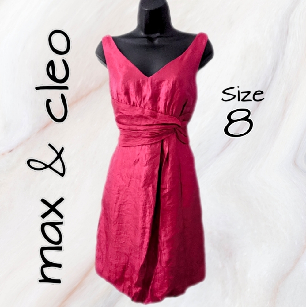 ⚡🎉 Max and Cleo sleeveless raspberry cocktail dress, size 8